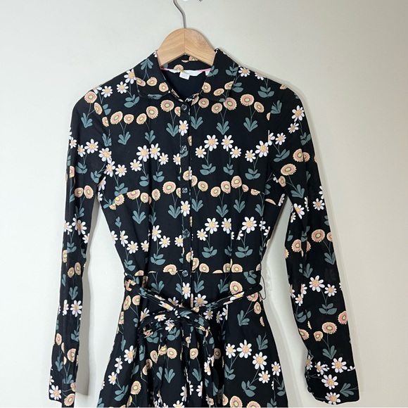 BODEN KITTY SHIRT DRESS BLACK FLORAL SIZE 2 - Picture 4 of 12